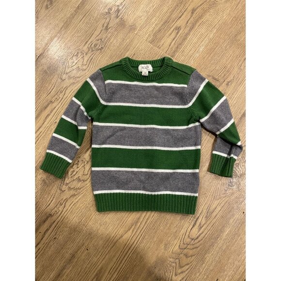 The Childrens Place Knit Sweater Green Stripes 3T - Picture 1 of 4